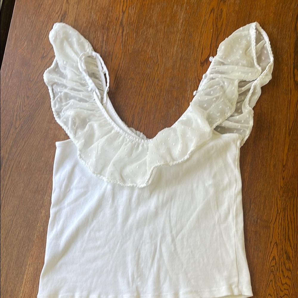 White Ruffled Tank Top - Picture 4 of 7